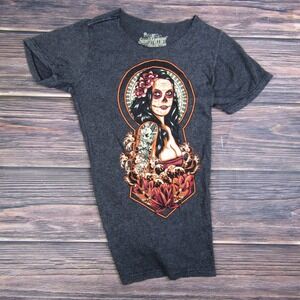 Secret Artist Collective Womens XS Gray T Shirt Back Scrunch Tattoo